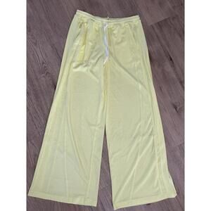 Free People Movement Overtime Yellow Wide Leg Mesh Pants Size S NWOT